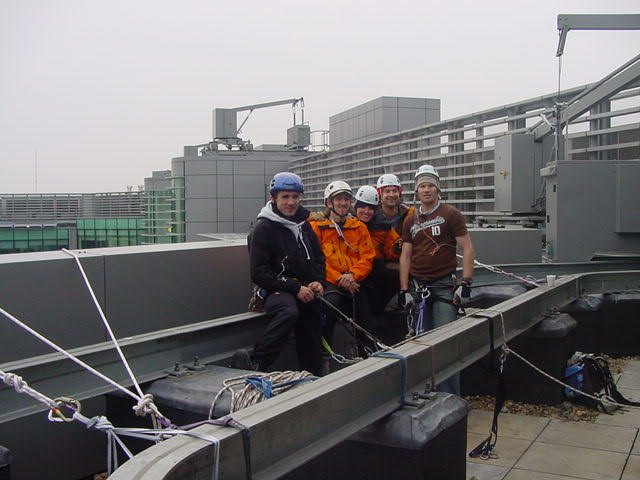 Rooftop group abseil